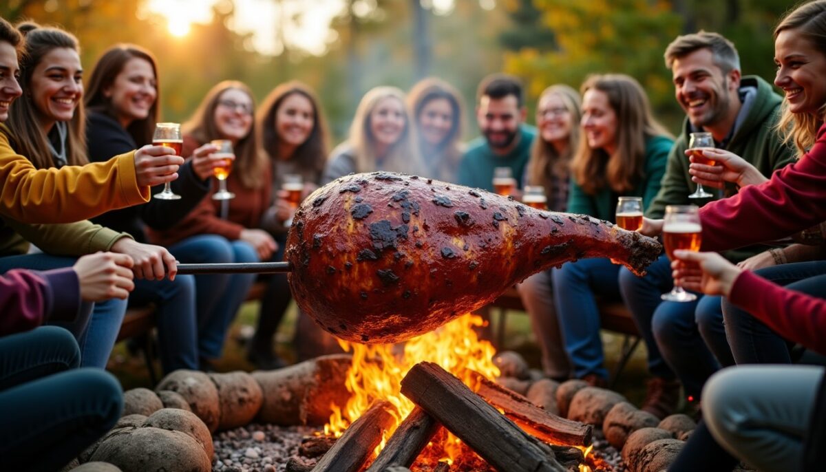 Jambon à la broche sur feu de bois : astuces gourmandes pour une cuisson parfaite et un moment convivial